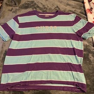 Guess purple and blue striped t shirt